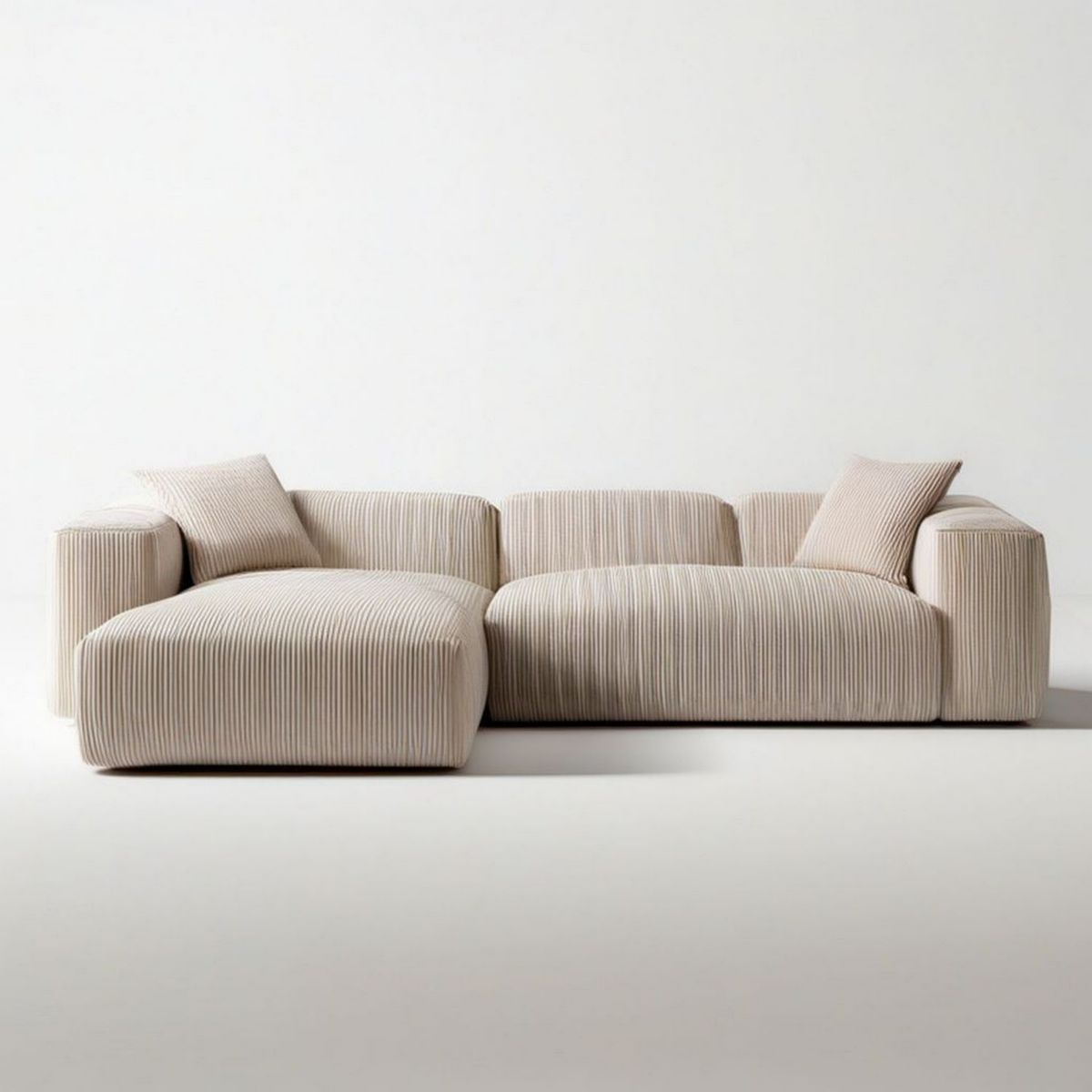 3-Sitzer-Ecksofa mit linker Recamiere, Cordbezug, Beige, 280 × 165 × 75 cm