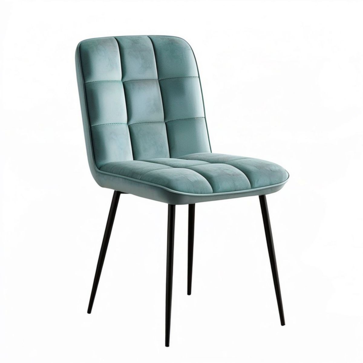 Gepolsterter Stuhl aus Polyester-Mikrofaser in Petrol mit schwarzen Stahlbeinen, 46 x 57 x 86 cm
