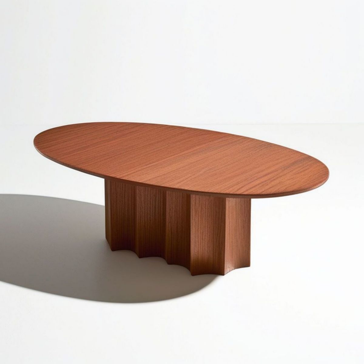 Ovaler Couchtisch 120 x 70 x 40 cm aus MDF mit Nussbaumfurnier, Nussbaumbraun