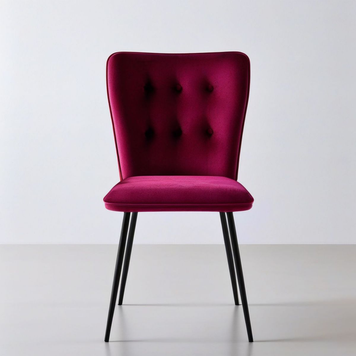 Polsterstuhl Bordeaux/Schwarz, 48 x 57 x 92 cm, Samtbezug mit hoher Rückenlehne