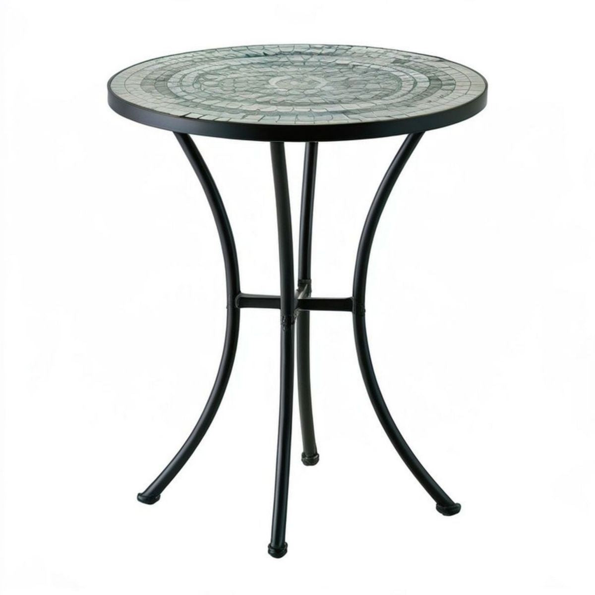 Runder Mosaiktisch Ø 60 cm, Höhe 70 cm, Schwarz/Grau/Hellgrau