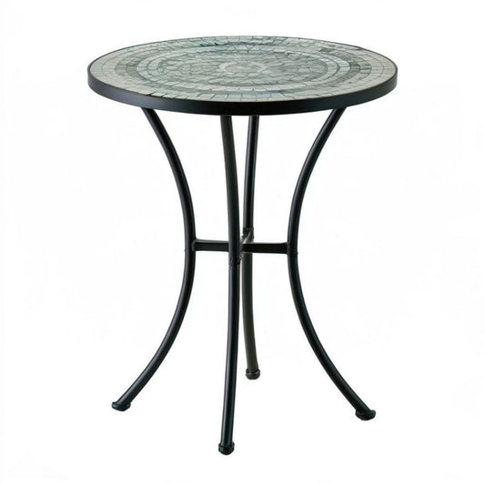 Runder Mosaiktisch Ø 60 cm, Höhe 70 cm, Schwarz/Grau/Hellgrau