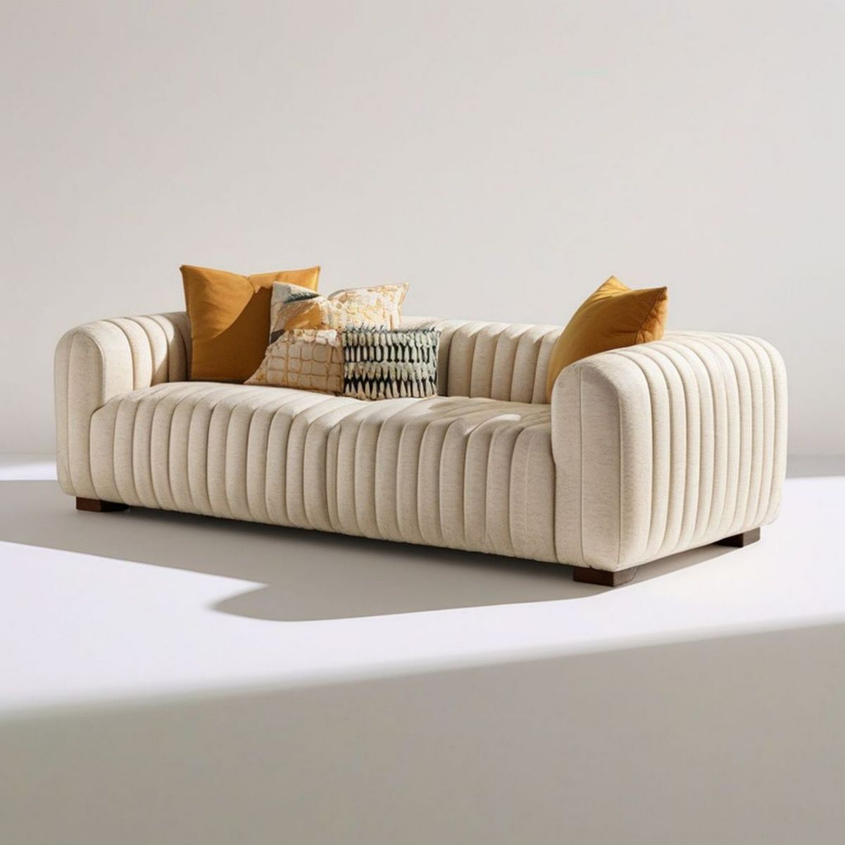 2-Sitzer-Sofa 200 x 95 x 75 cm in Creme mit Bouclébezug
