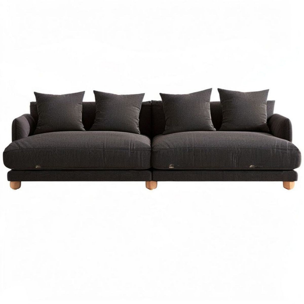 4-Sitzer-Sofa, 280 x 100 x 75 cm, Dunkelgrau mit Naturholzfüssen