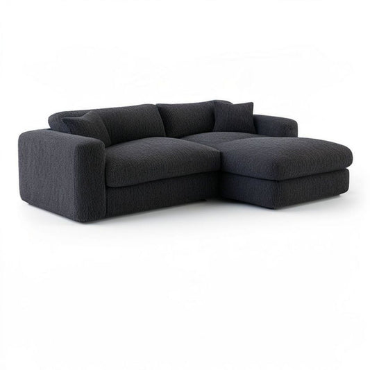 Ecksofa mit rechter Recamiere, 285 x 175 x 78 cm, Anthrazit, Bouclé-Polyesterbezug