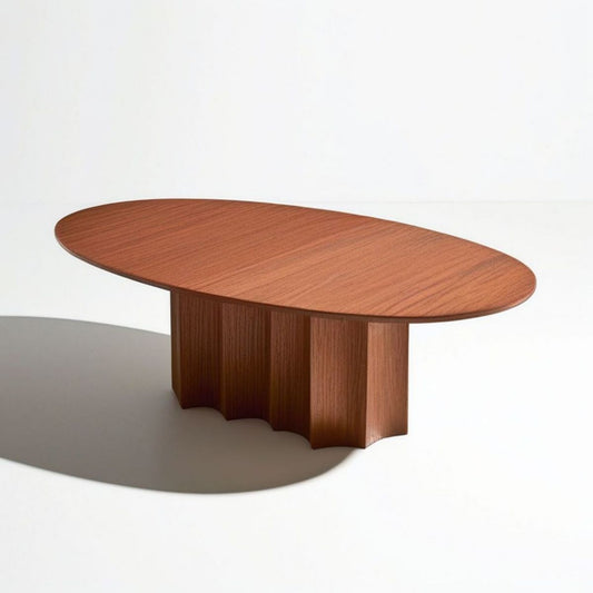 Ovaler Couchtisch 120 x 70 x 40 cm aus MDF mit Nussbaumfurnier, Nussbaumbraun