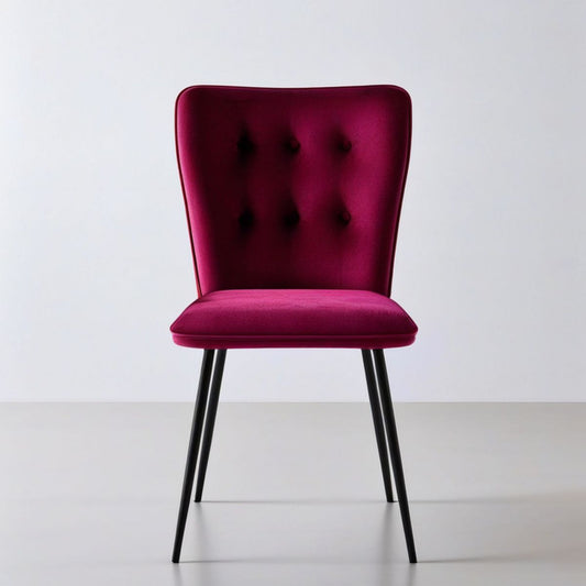 Polsterstuhl Bordeaux/Schwarz, 48 x 57 x 92 cm, Samtbezug mit hoher Rückenlehne