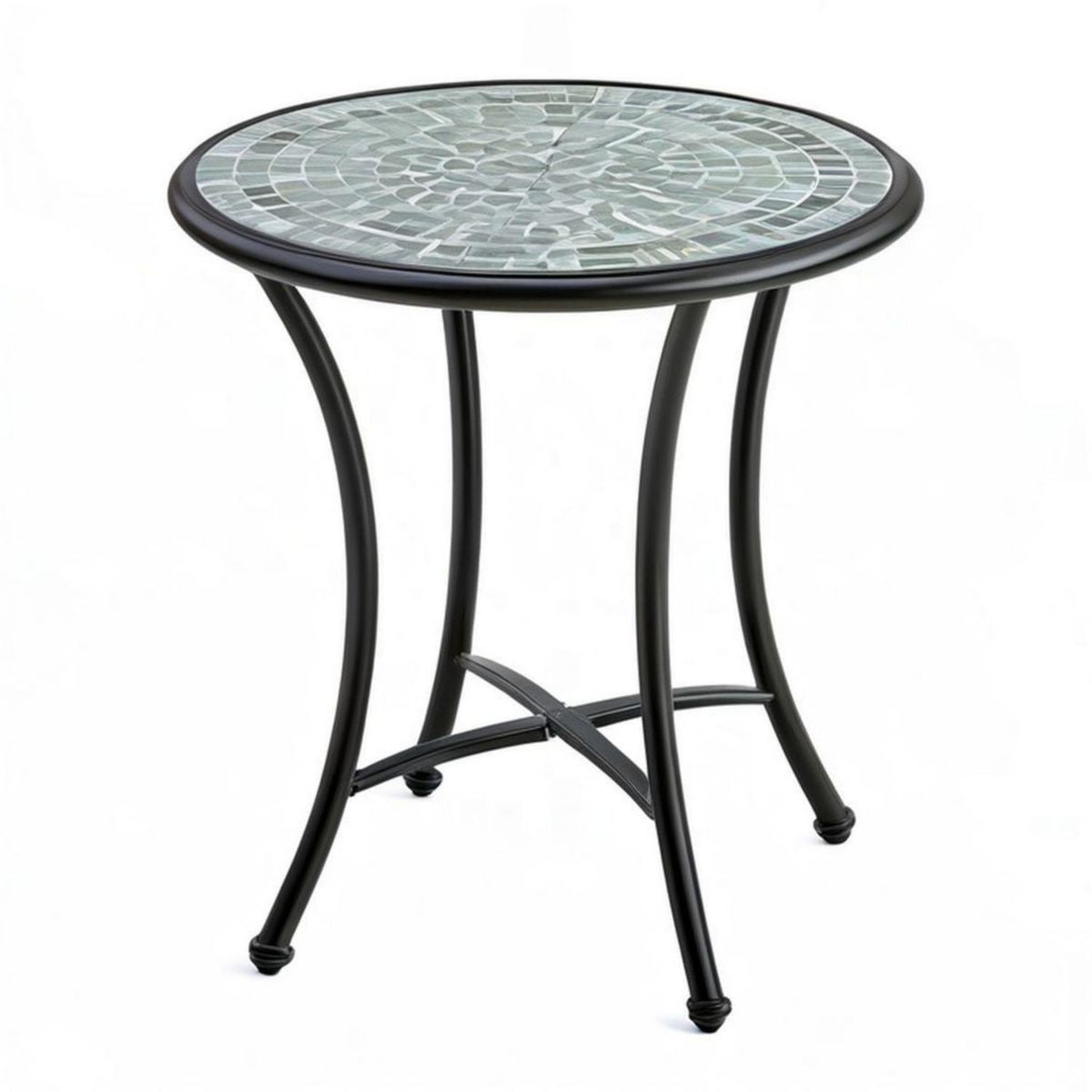 Runder Beistelltisch mit Glasmosaikplatte, Schwarz/Grau, Ø 61 cm, Höhe 71 cm